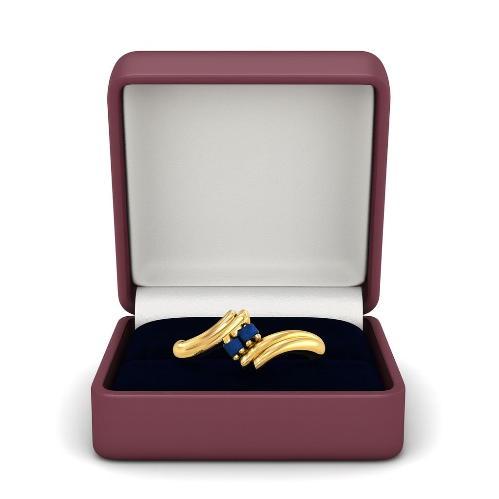 Blue Sapphire 0.06 Ct Round Minimalist Bypass Ring – 14k Yellow Gold