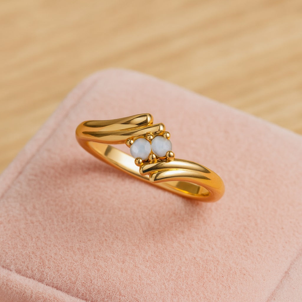 Moonstone Twin Bypass Ring - Sterling Silver