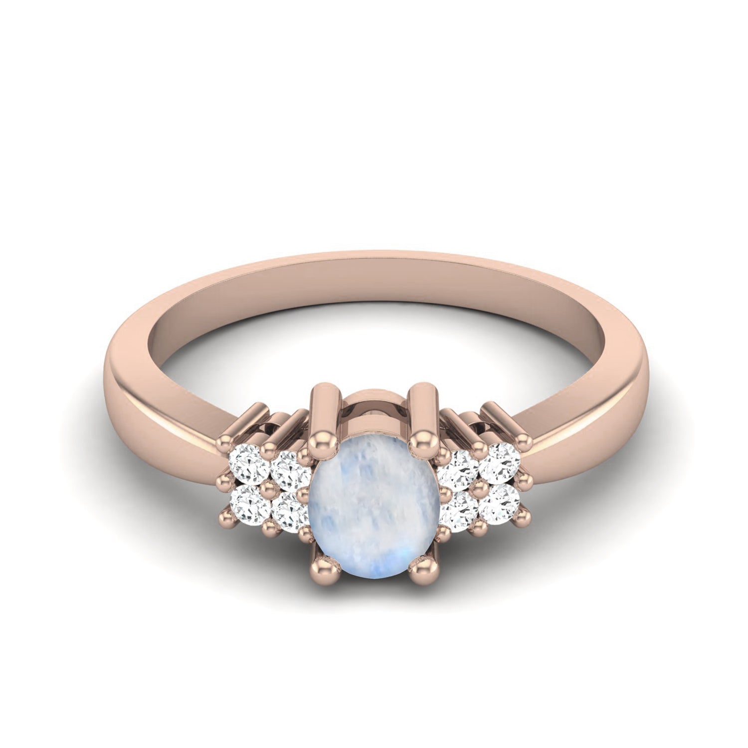 Moonstone Oval Solitaire Ring - Sterling Silver