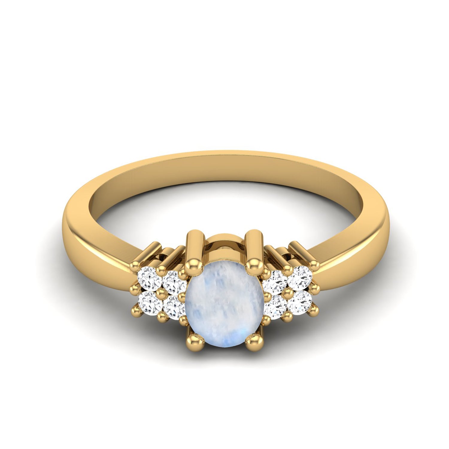 Moonstone Oval Solitaire Ring - Sterling Silver