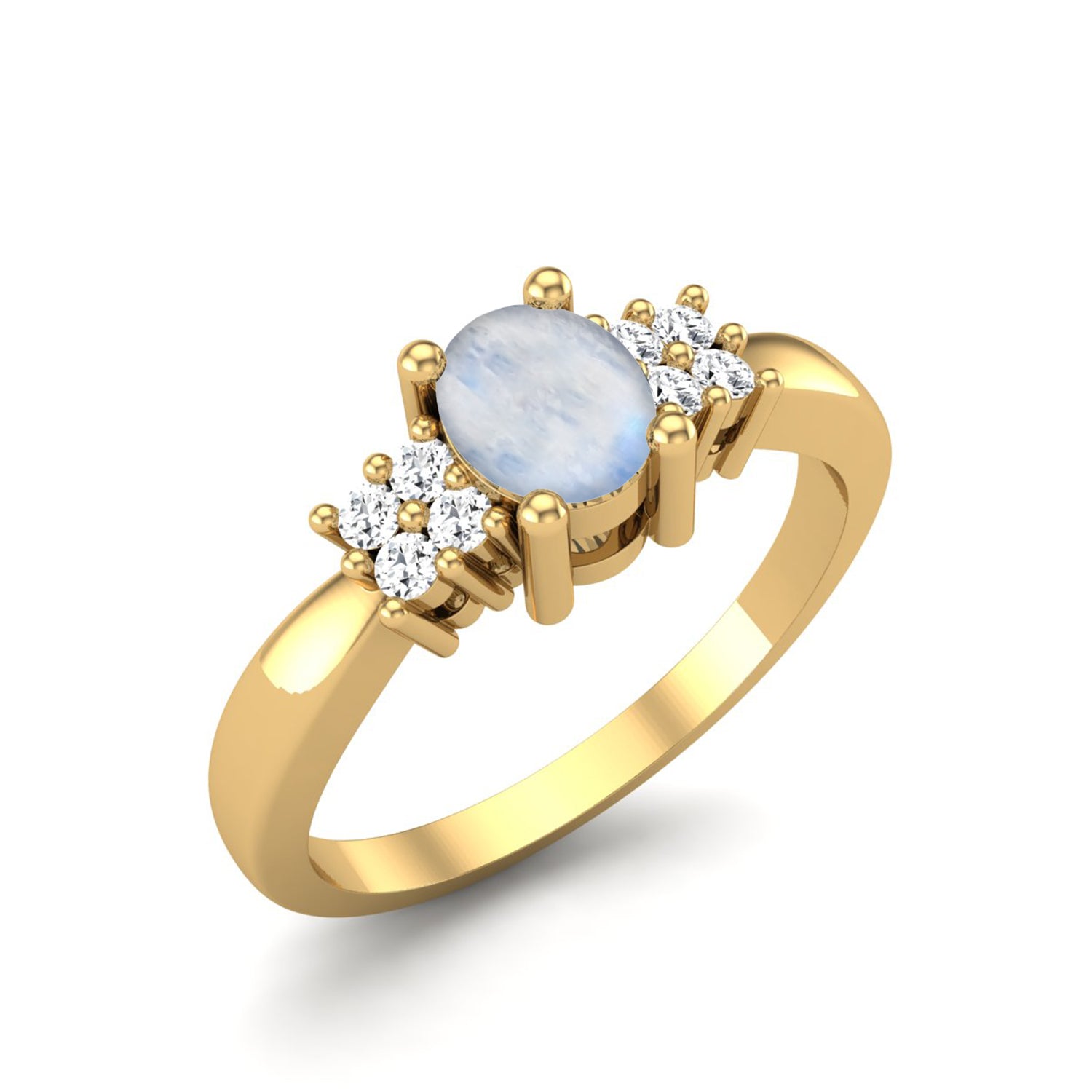 Moonstone Oval Solitaire Ring - Sterling Silver