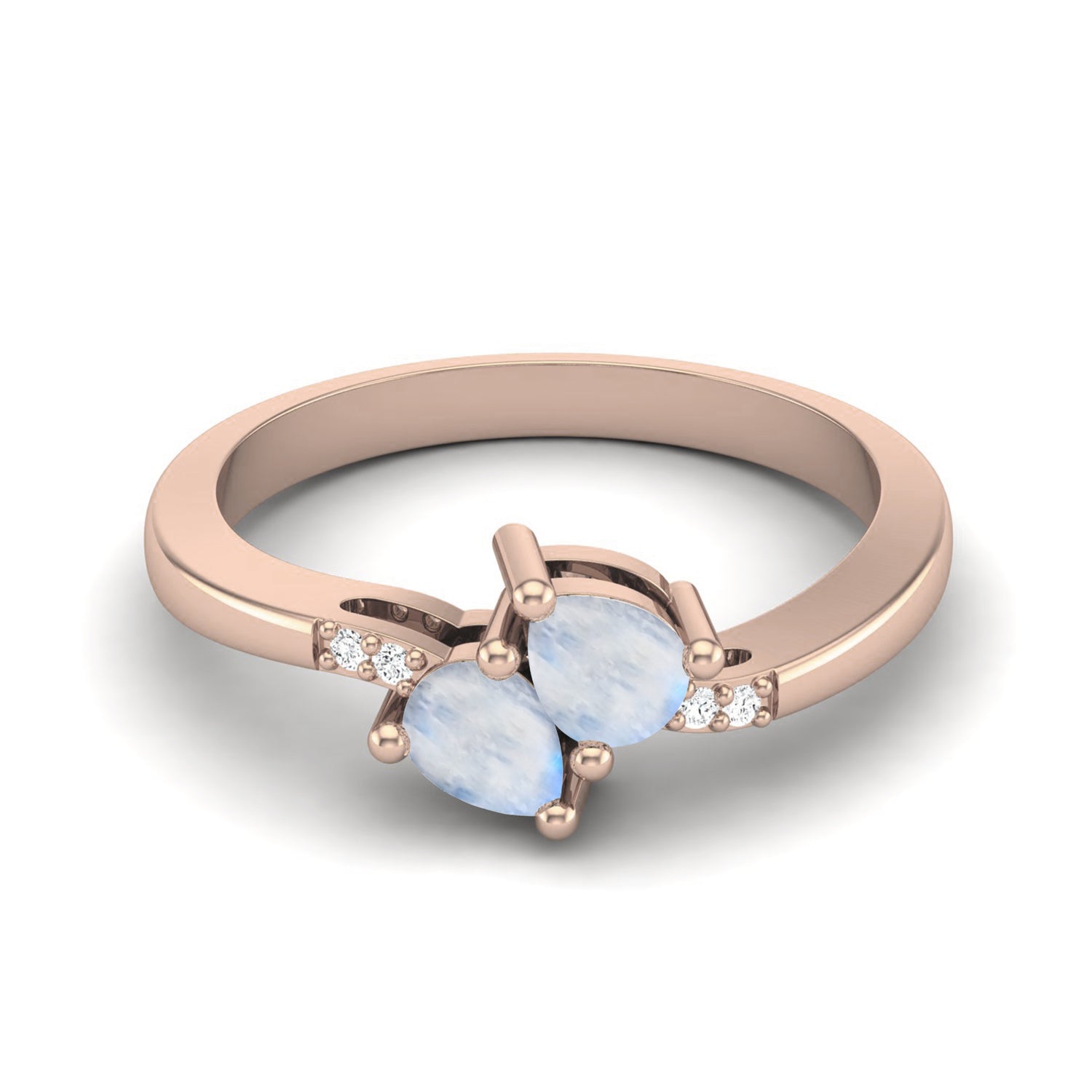 Moonstone Twin Pear Ring - Sterling Silver