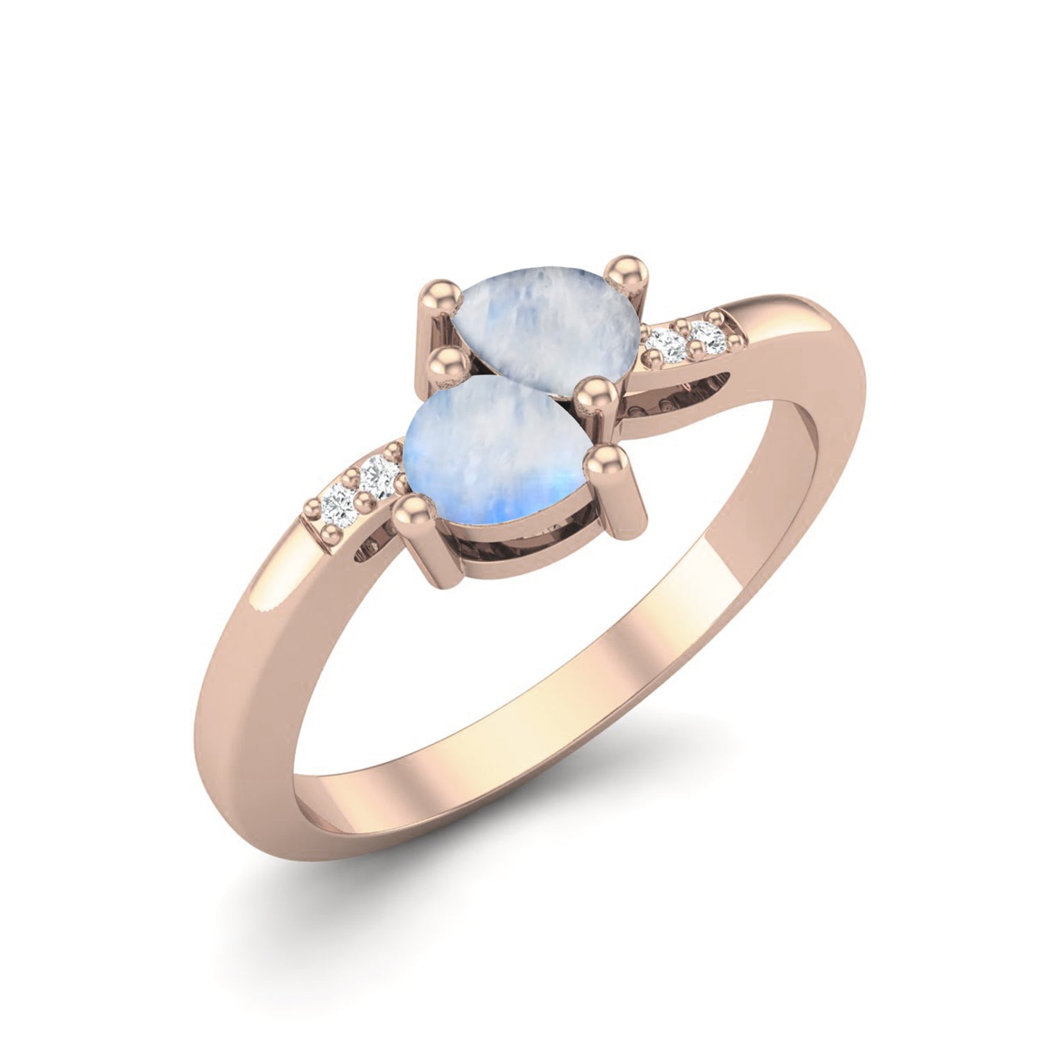 Moonstone Twin Pear Ring - Sterling Silver