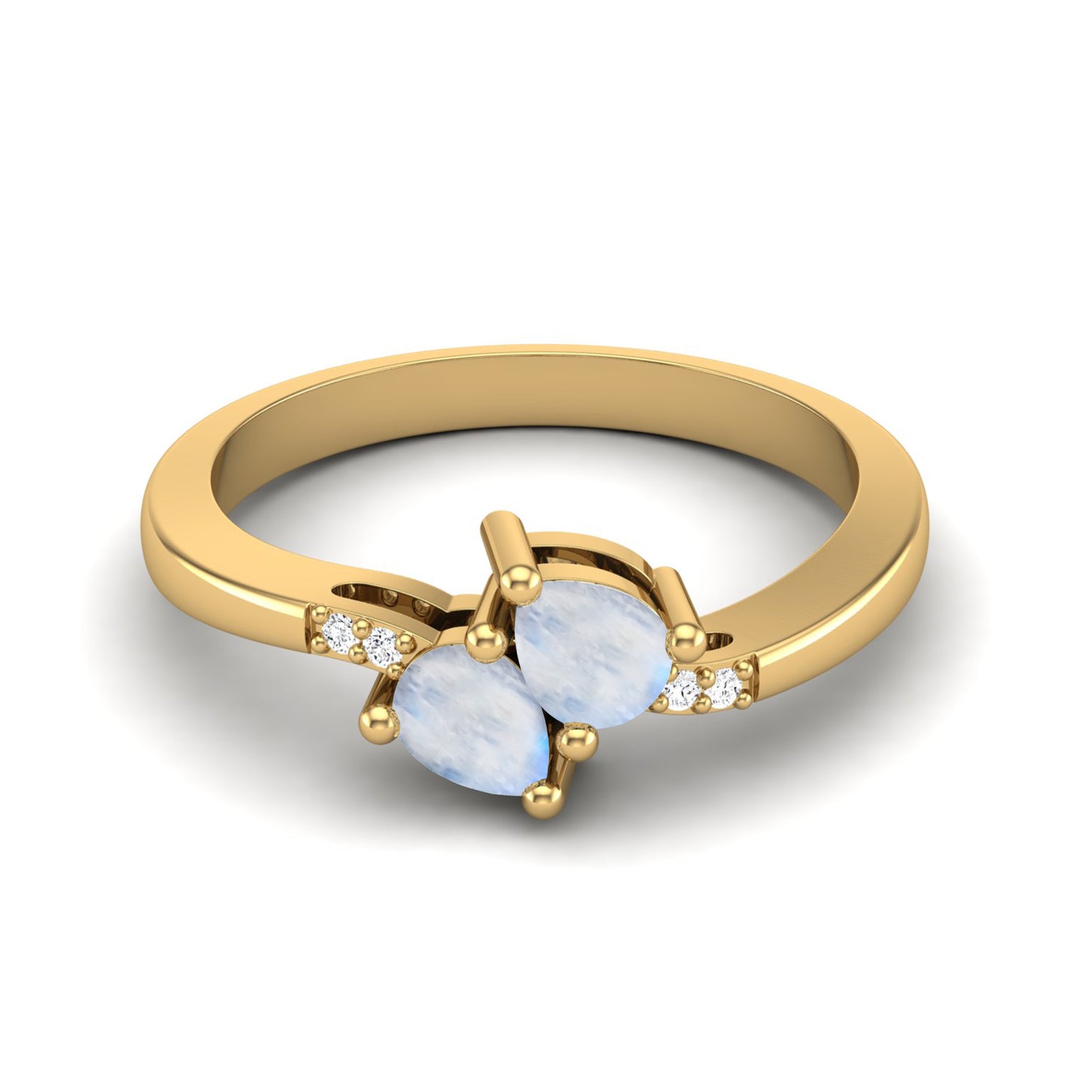Moonstone Twin Pear Ring - Sterling Silver