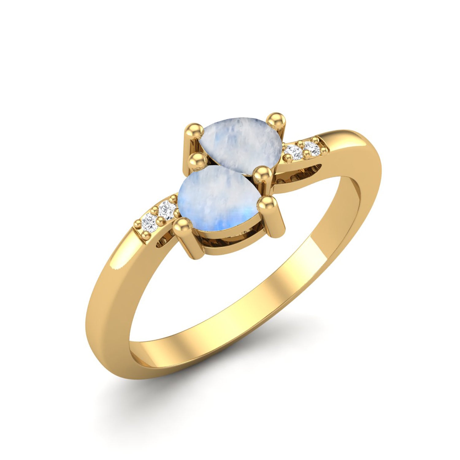 Moonstone Twin Pear Ring - Sterling Silver