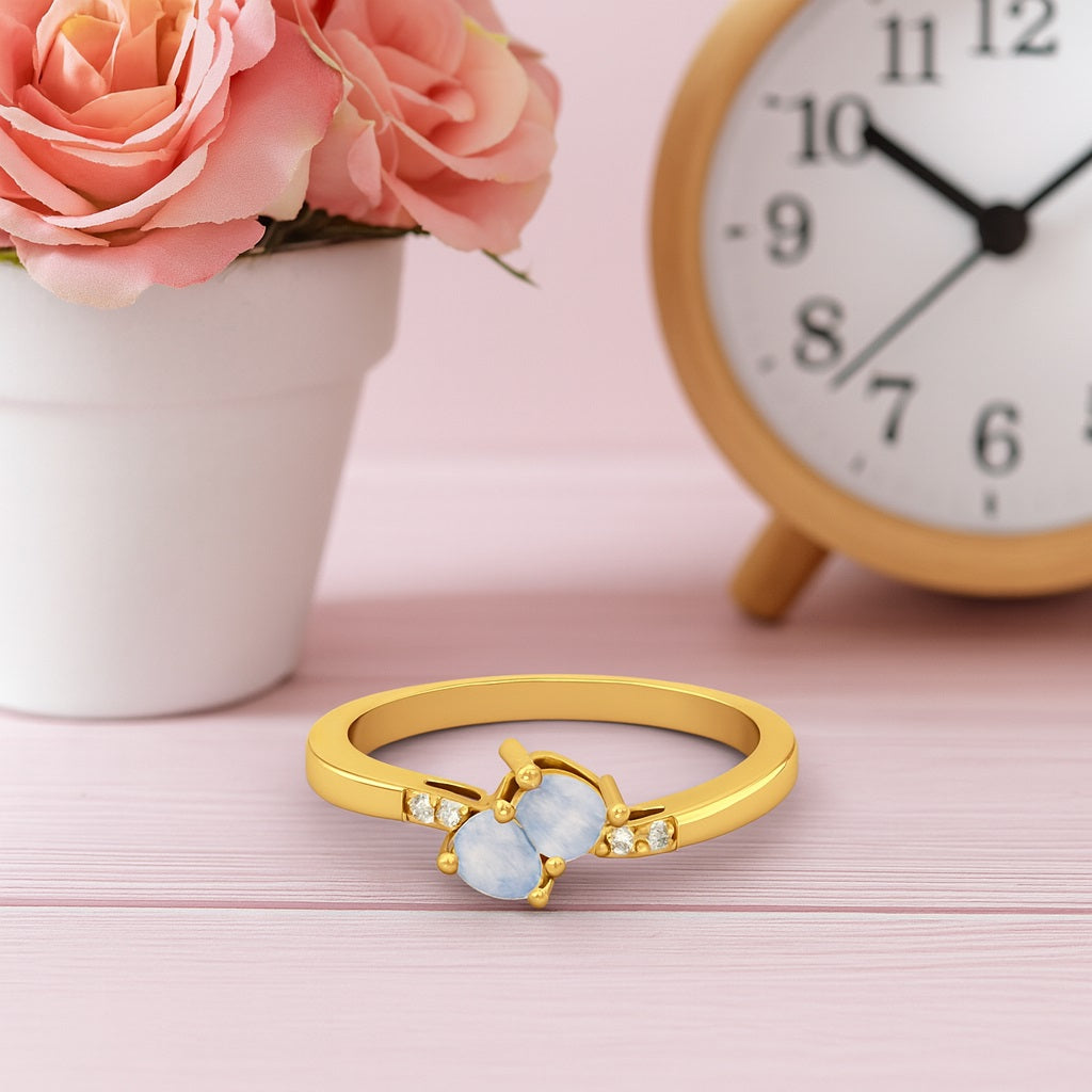 Moonstone Twin Pear Ring - Sterling Silver