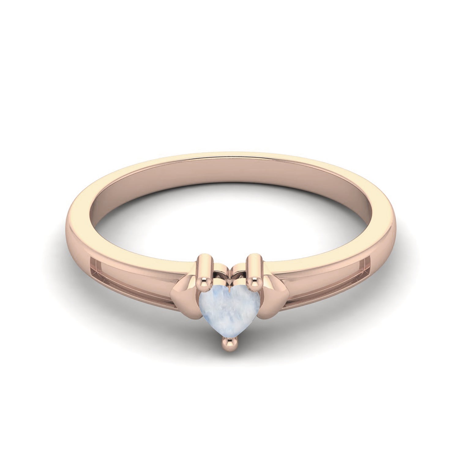 Moonstone Heart-Shaped Solitaire Ring – Sterling Silver