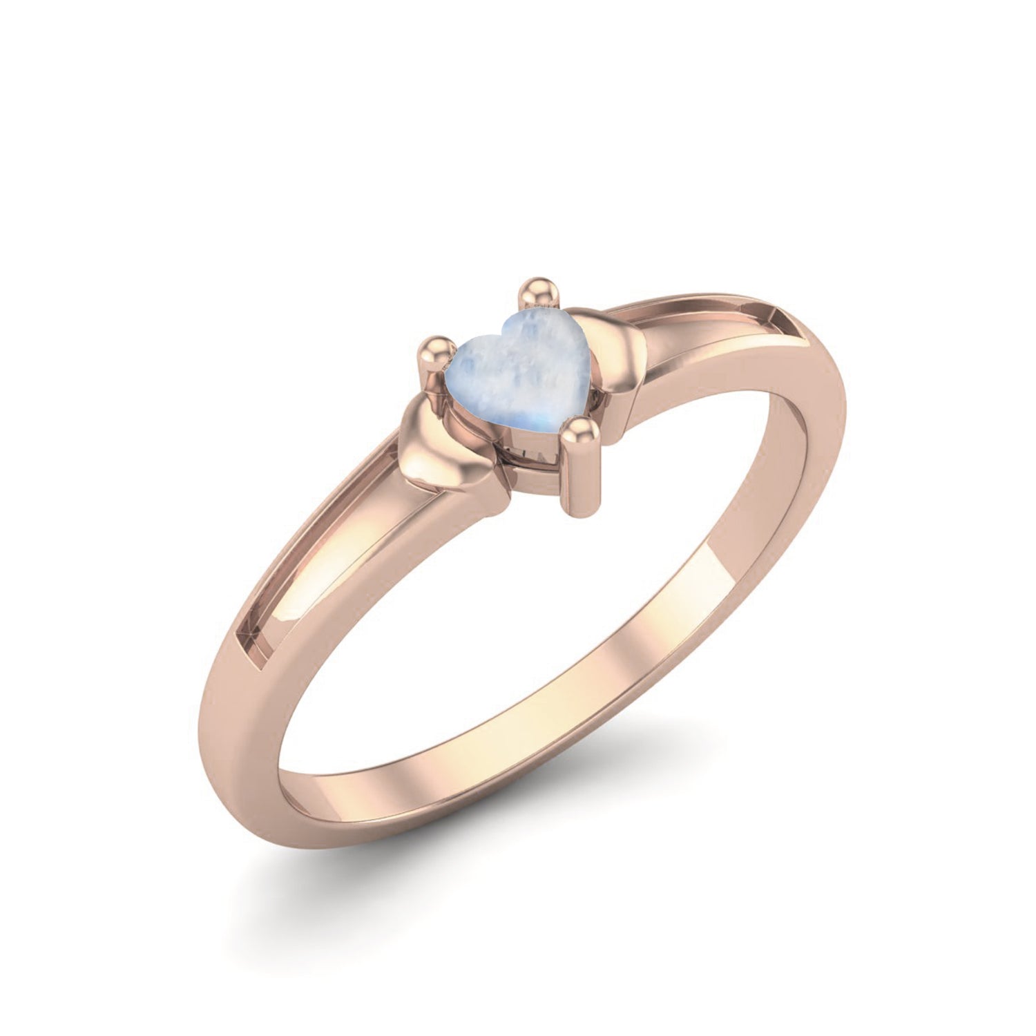 Moonstone Heart-Shaped Solitaire Ring – Sterling Silver