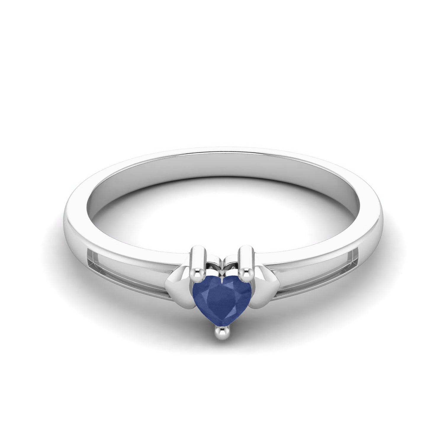 Blue Sapphire CZ 0.10 Ct Heart Minimalist Romantic Ring – 14k Yellow Gold