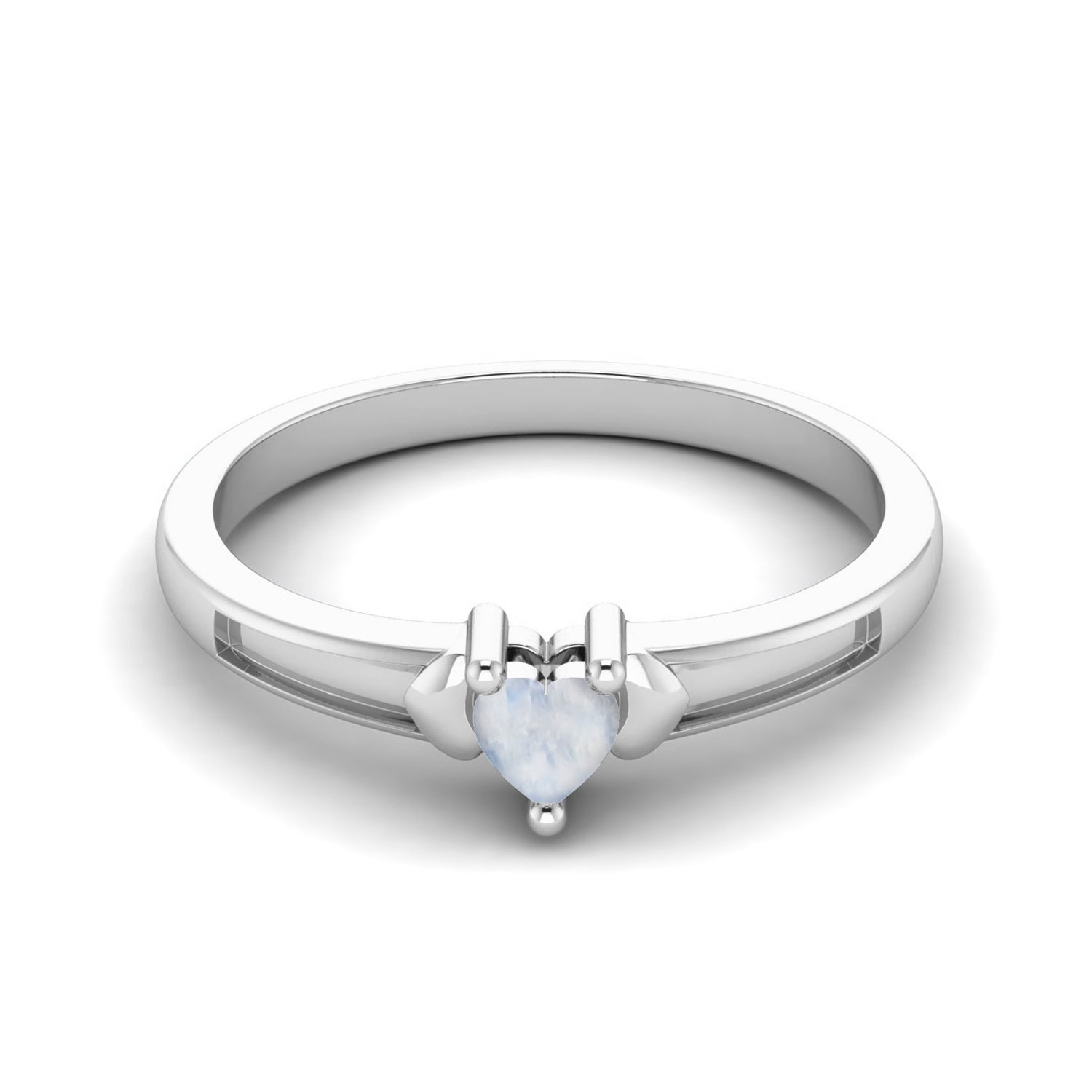 Moonstone Heart-Shaped Solitaire Ring – Sterling Silver