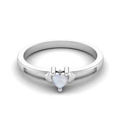 Heart Shaped Moonstone Love Promise Ring 925 Sterling Silver Solitaire Bridal Ring