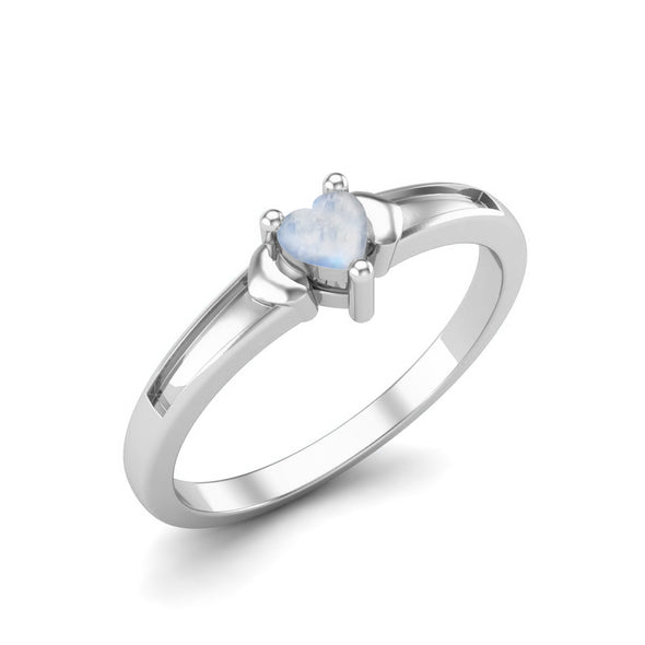 Heart Shaped Moonstone Love Promise Ring 925 Sterling Silver Solitaire Bridal Ring