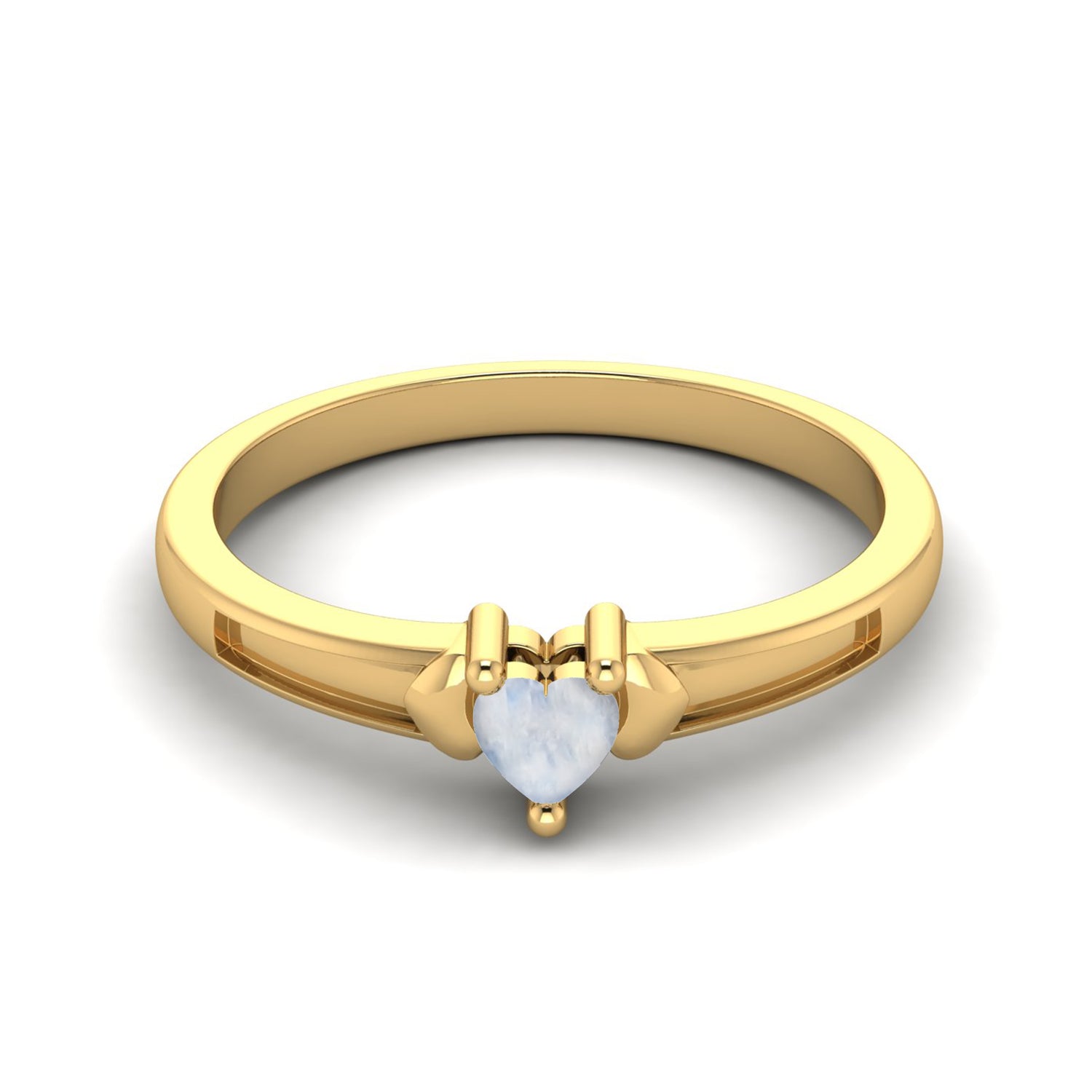 Moonstone Heart-Shaped Solitaire Ring – Sterling Silver