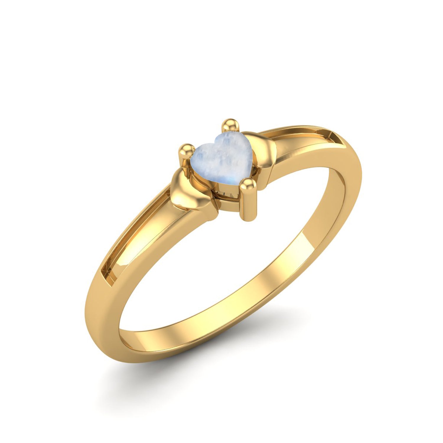 Moonstone Heart-Shaped Solitaire Ring – Sterling Silver