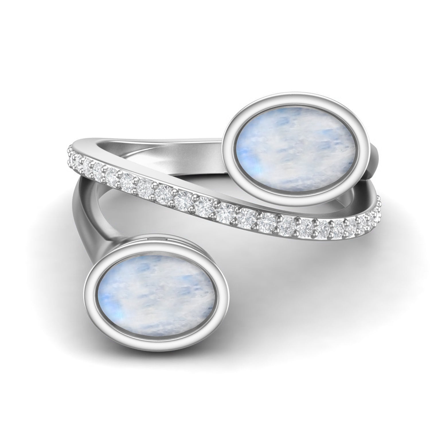 Moonstone Crossover Ring -Sterling Silver