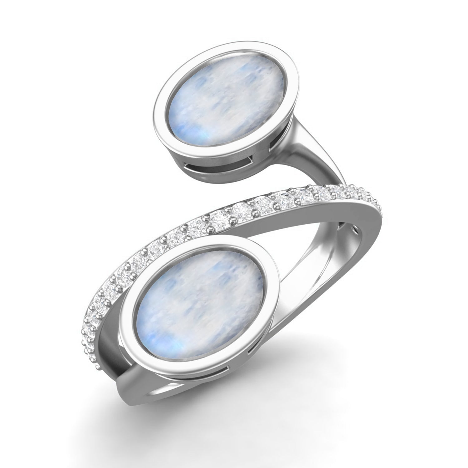 Moonstone Crossover Ring -Sterling Silver
