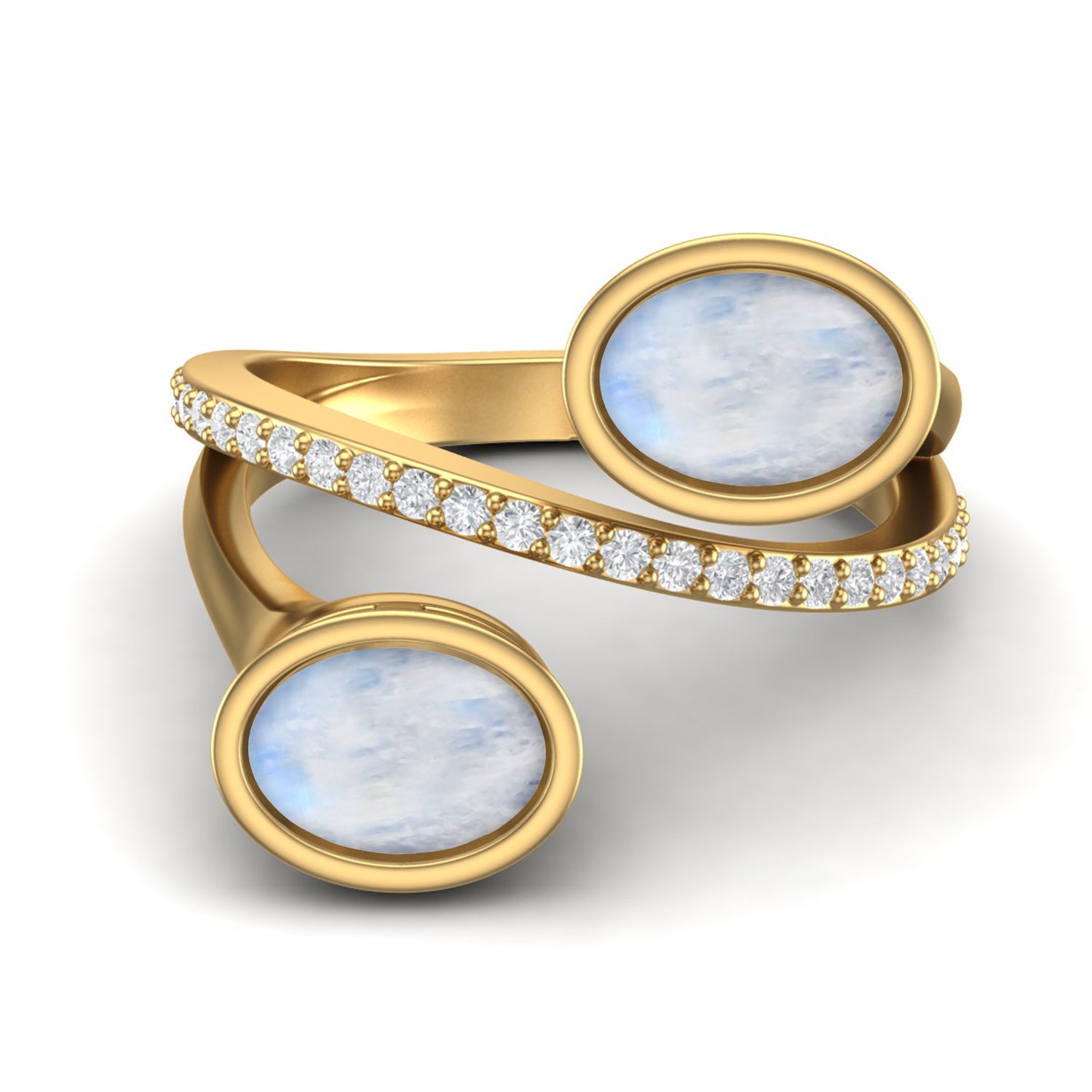 Moonstone Crossover Ring -Sterling Silver
