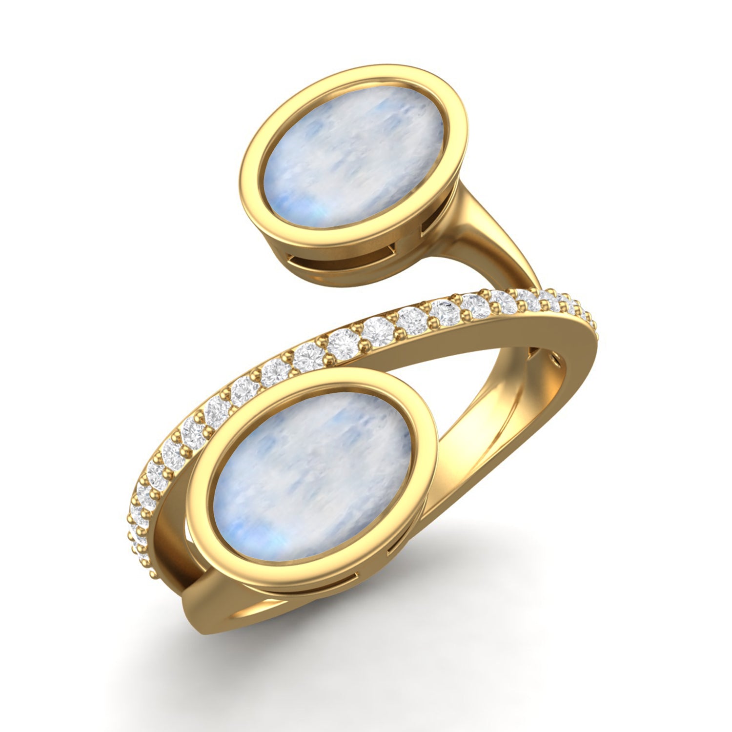 Moonstone Crossover Ring -Sterling Silver