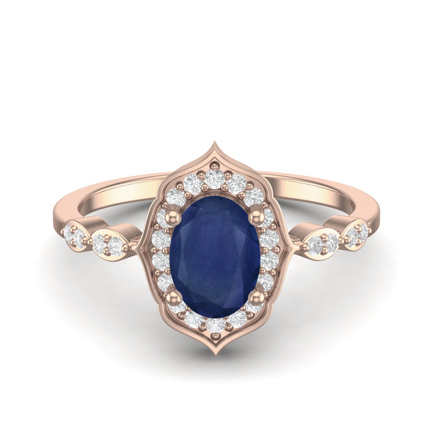 Blue Sapphire Royal Marquise Frame Ring – Sterling Silver