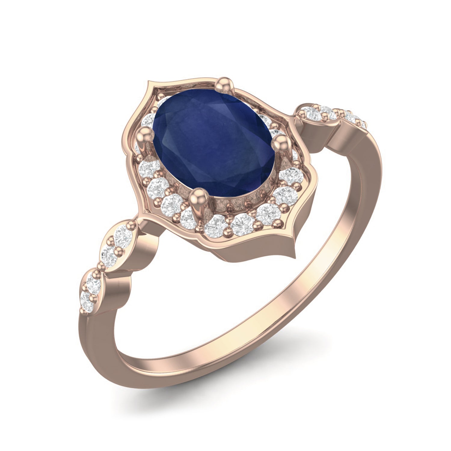 Blue Sapphire Royal Marquise Frame Ring – Sterling Silver
