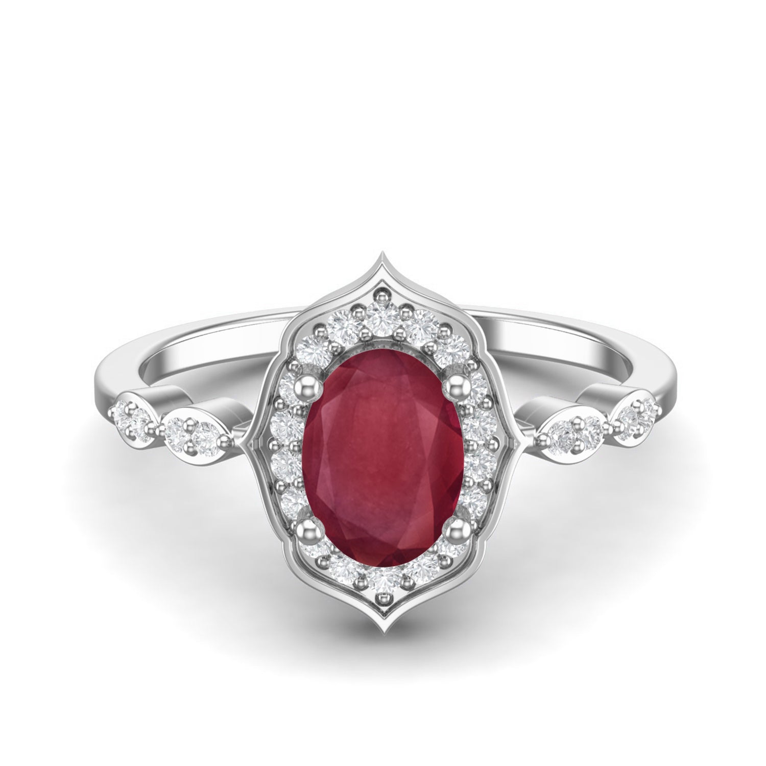 Ruby 1.00 Ct Oval Vintage Halo Ring – 14K Yellow Gold