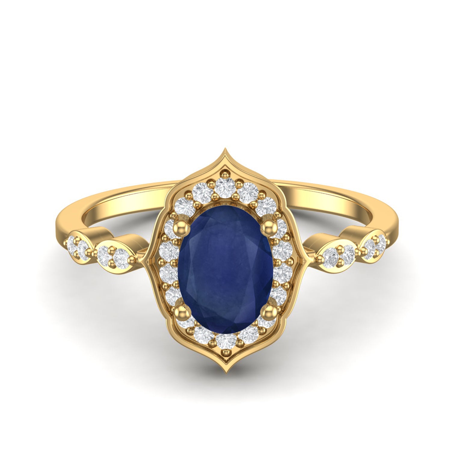 Blue Sapphire Royal Marquise Frame Ring – Sterling Silver