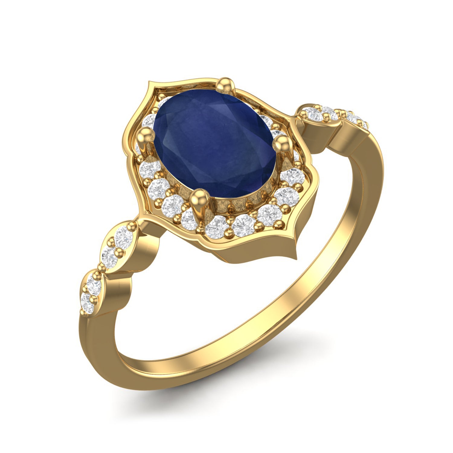 Blue Sapphire Royal Marquise Frame Ring – Sterling Silver