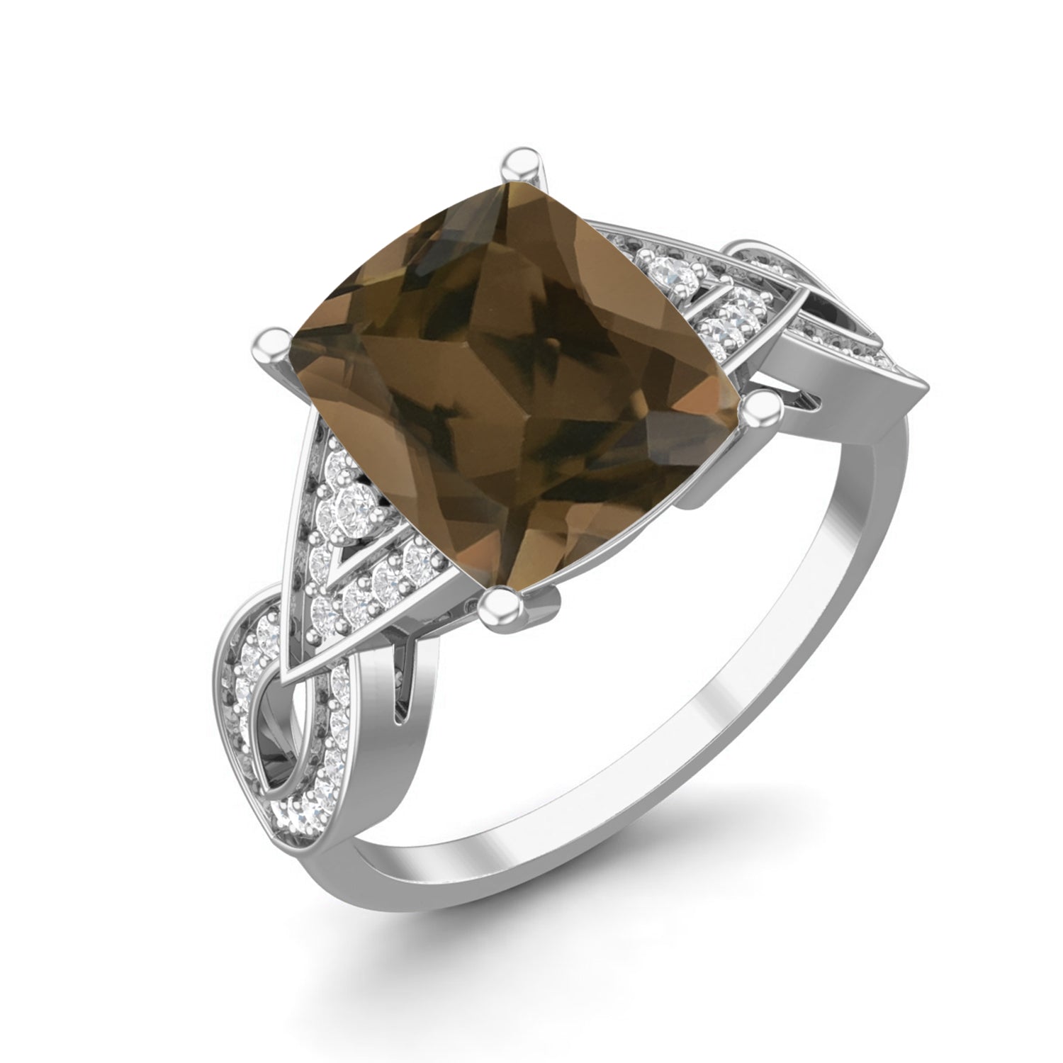Smoky Quartz 3.00 Ct Octagon Infinity Band Ring – 14K Yellow Gold