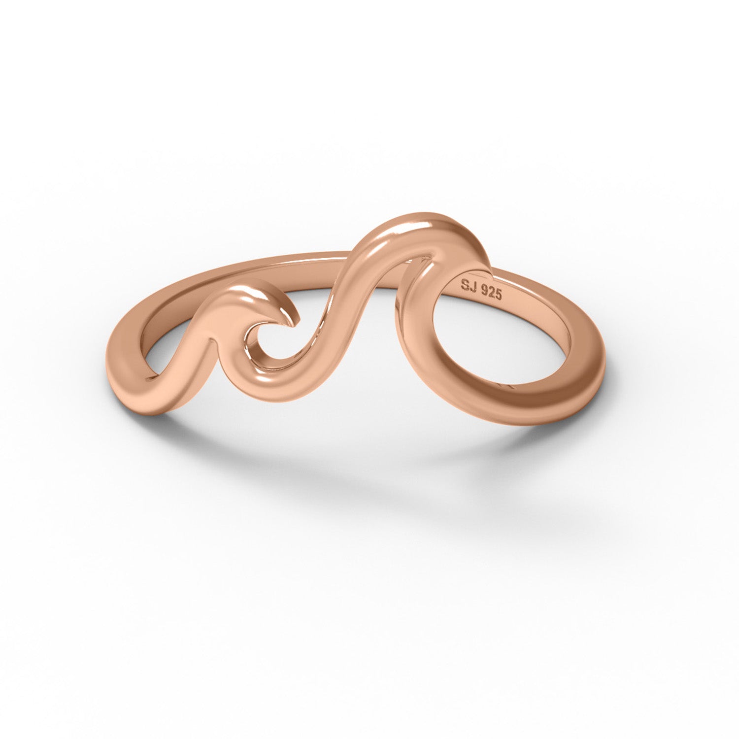 Anello in argento sterling 925, semplice e minimalista, stile onda oceanica