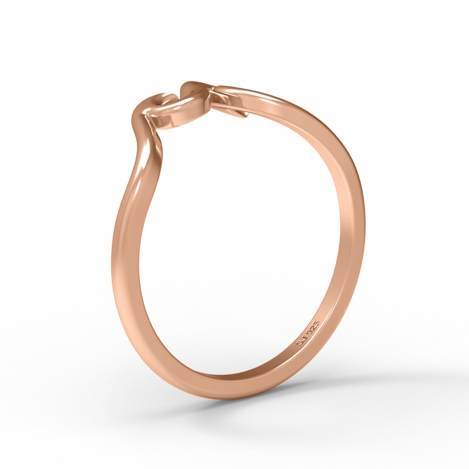 Anello in argento sterling 925, semplice e minimalista, stile onda oceanica