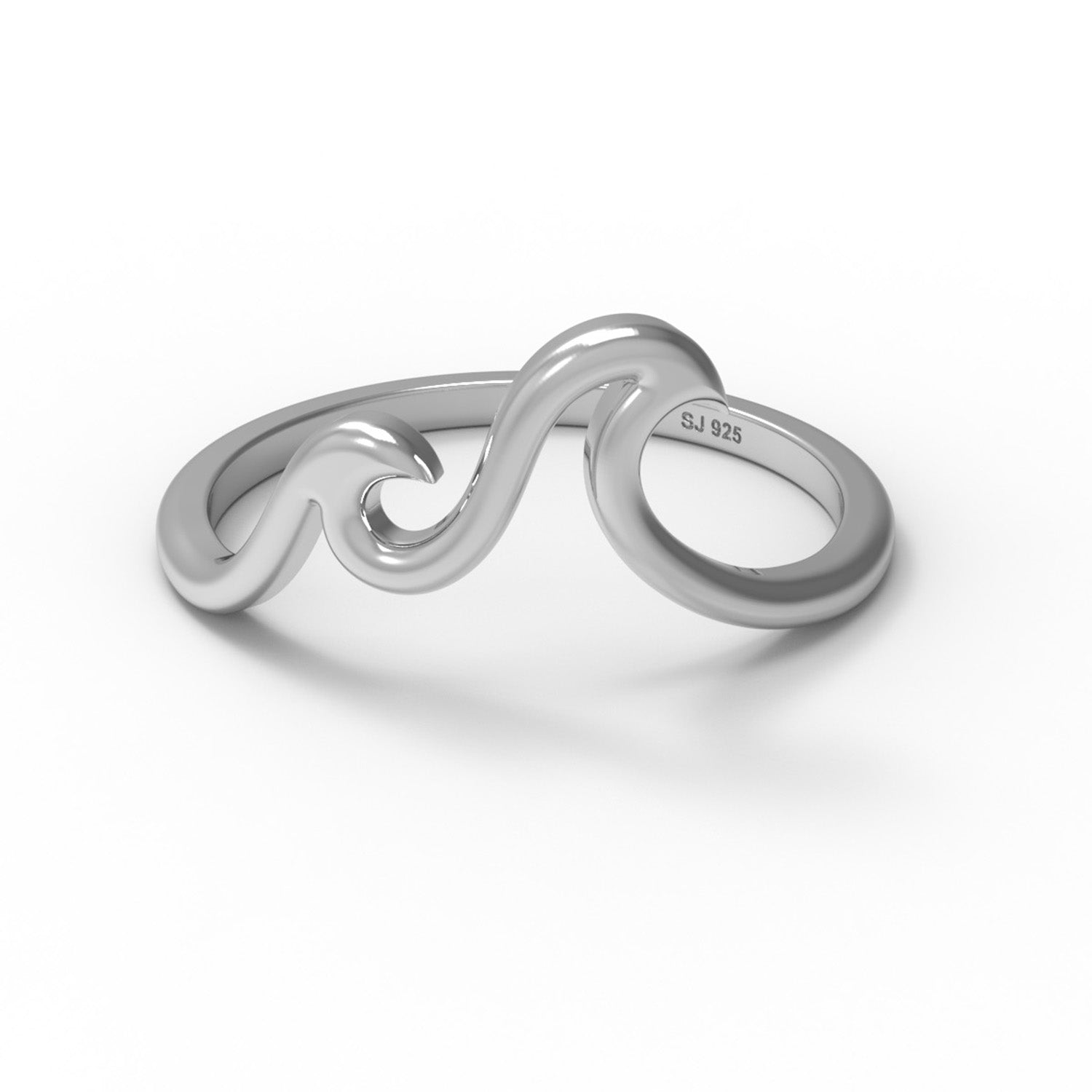 Anello in argento sterling 925, semplice e minimalista, stile onda oceanica