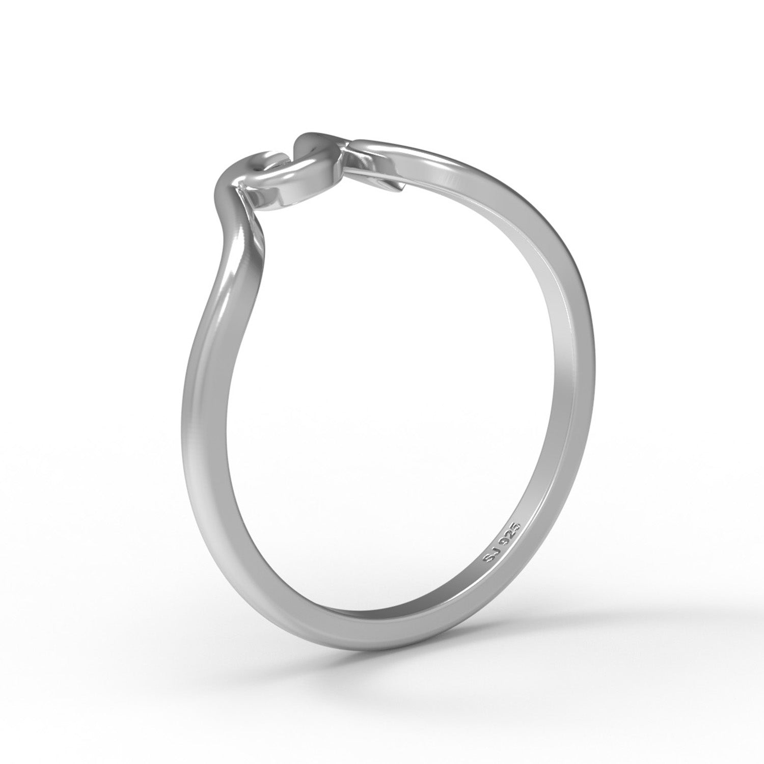 Anello in argento sterling 925, semplice e minimalista, stile onda oceanica