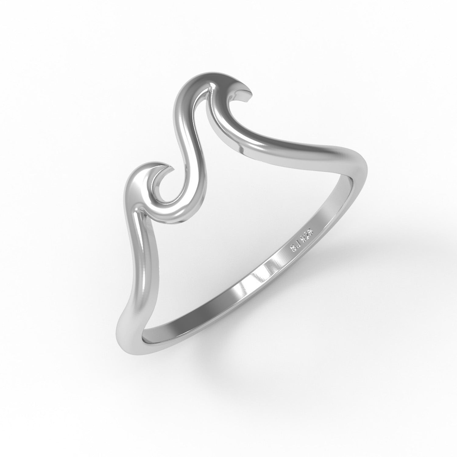 Anello in argento sterling 925, semplice e minimalista, stile onda oceanica