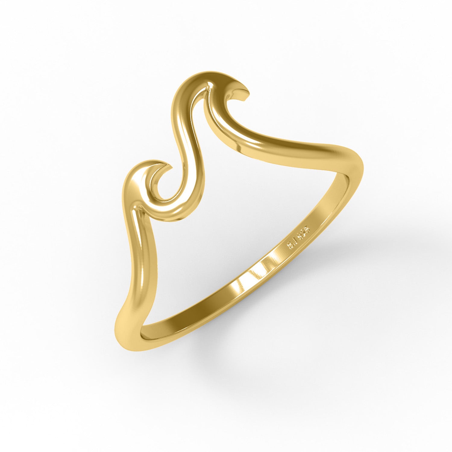 Anello in argento sterling 925, semplice e minimalista, stile onda oceanica