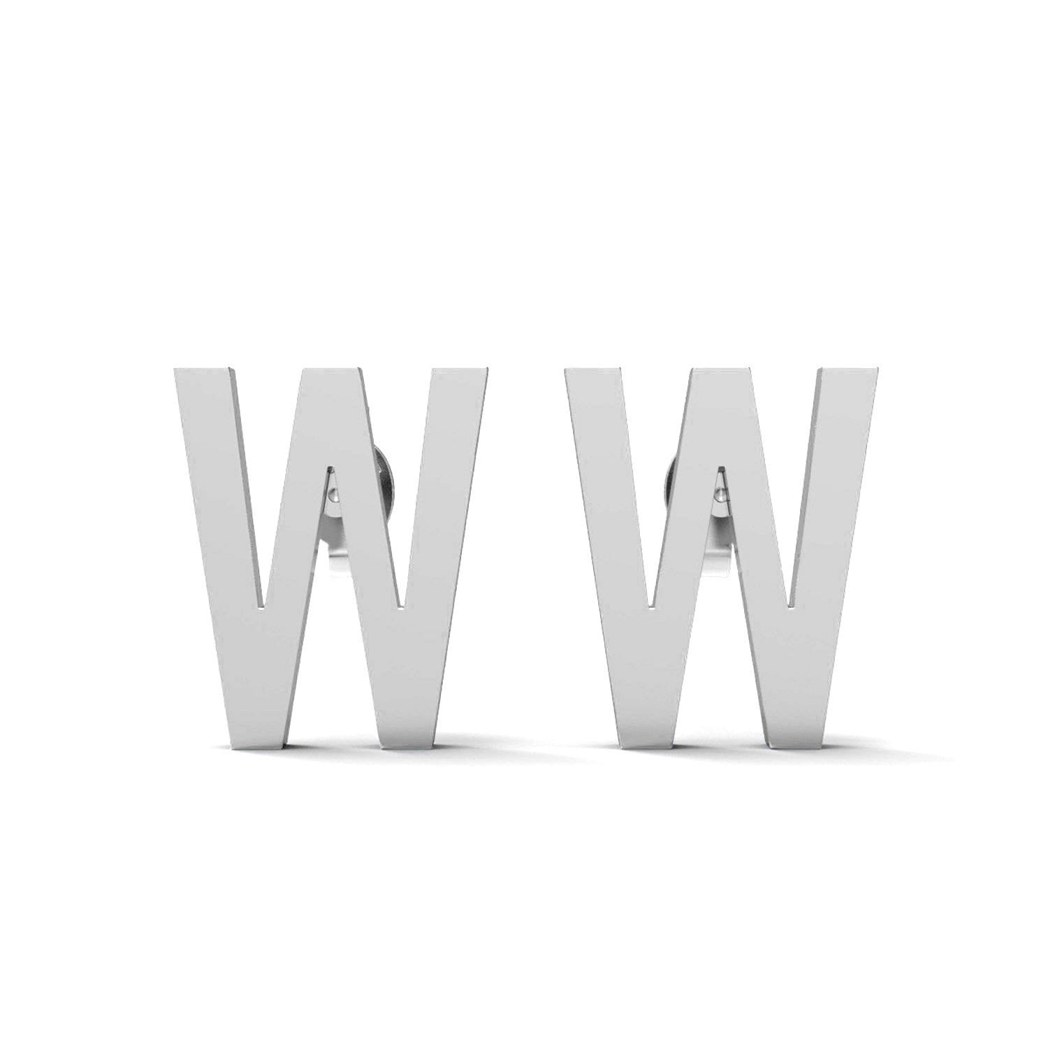 Initial "W" Monogram Stud Earring – Sterling Silver