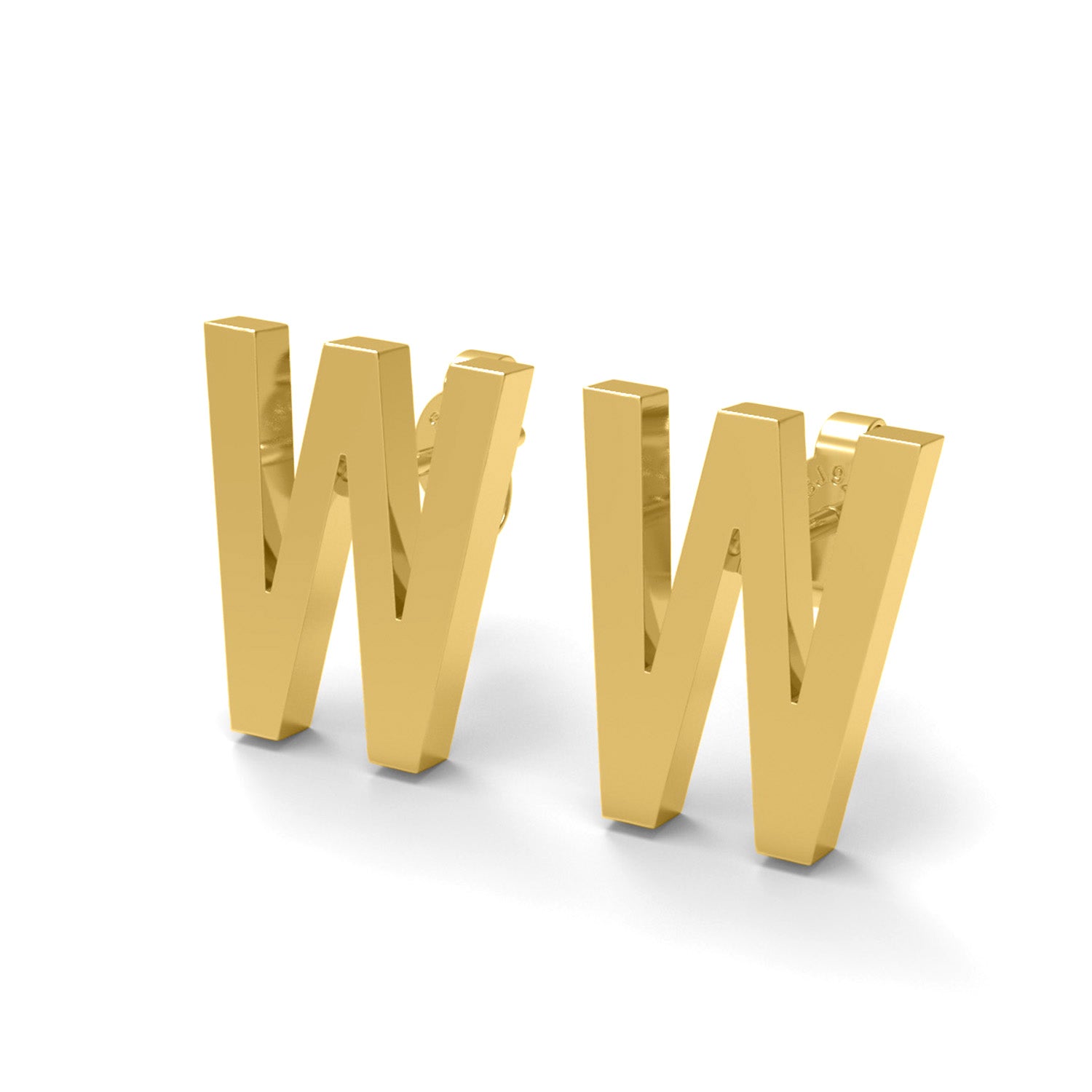 Initial "W" Monogram Stud Earring – Sterling Silver
