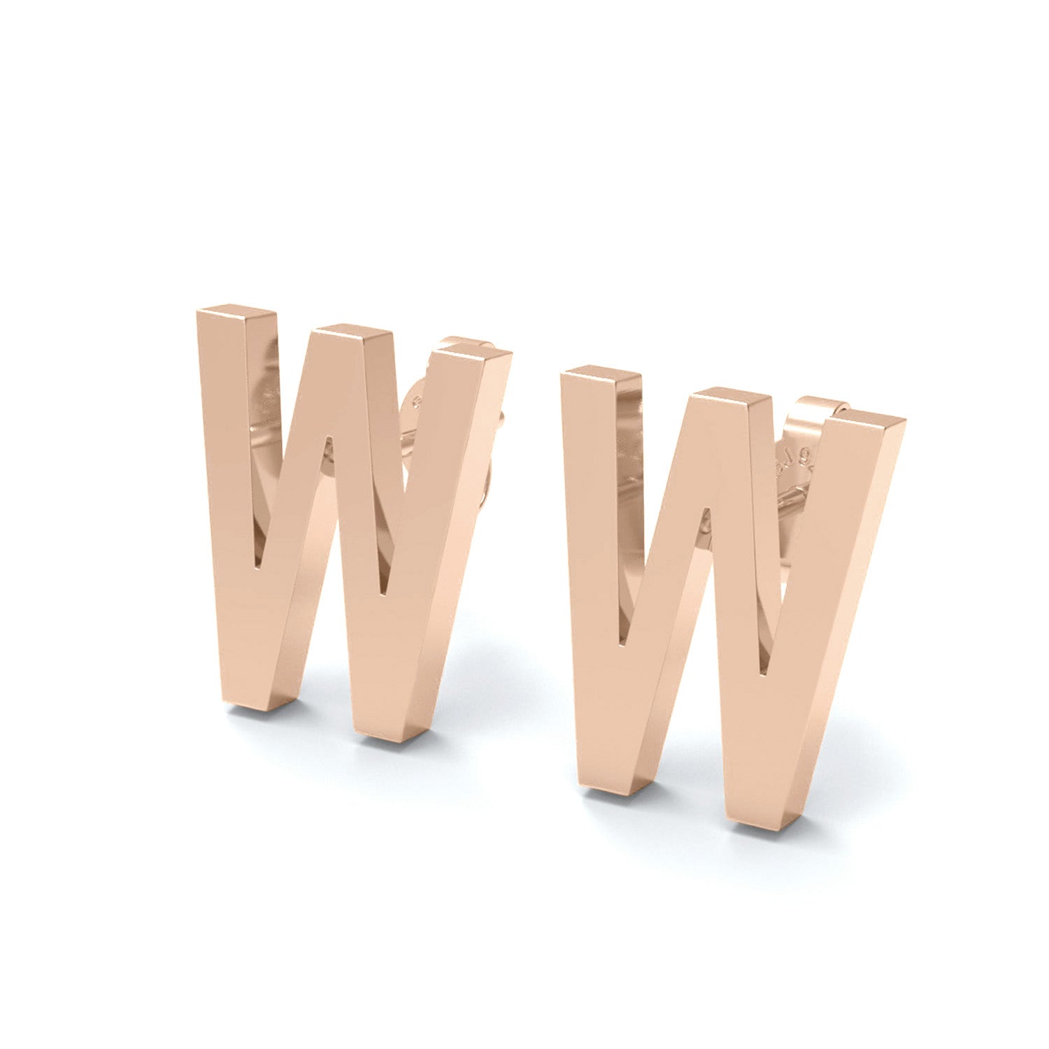 Initial "W" Monogram Stud Earring – Sterling Silver