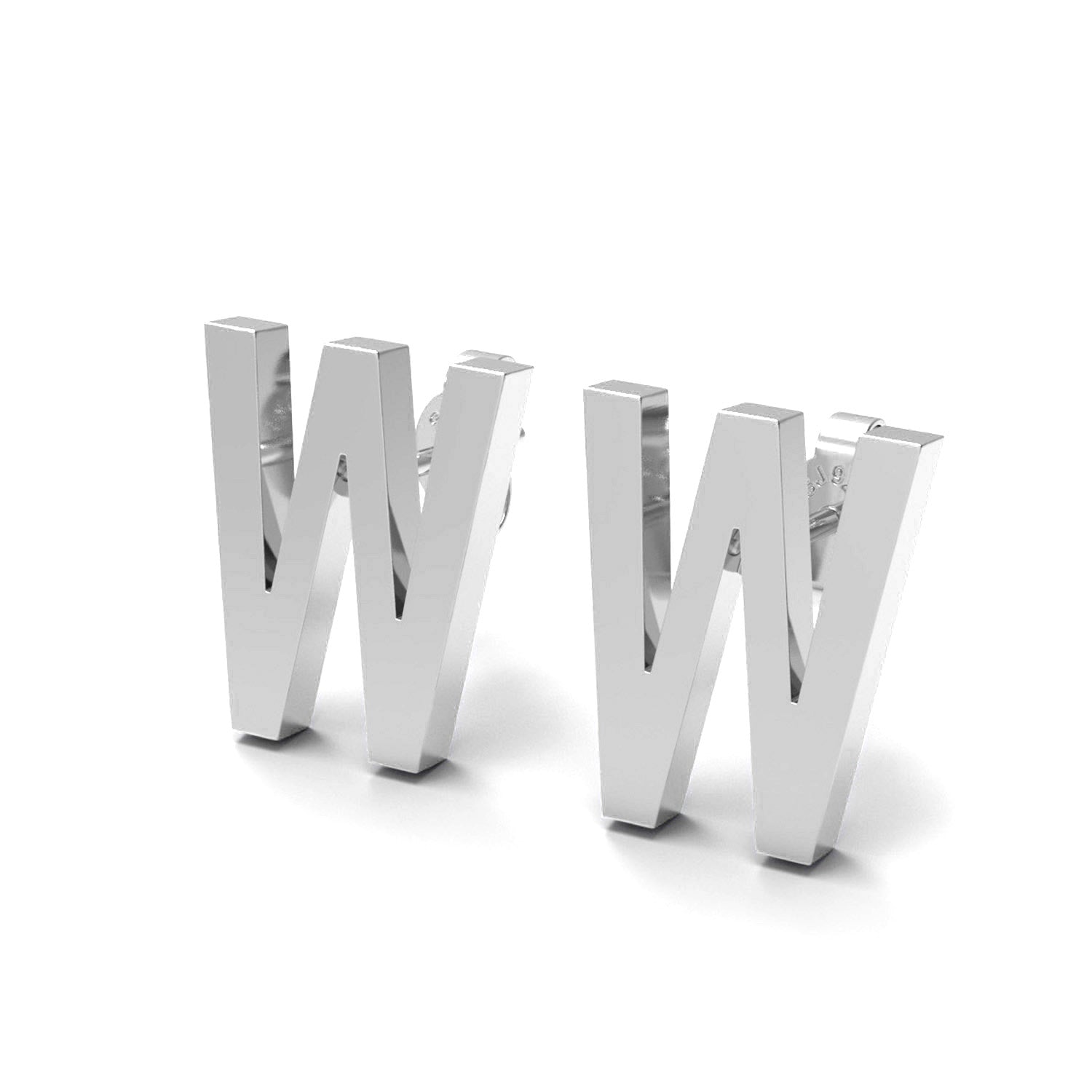 Initial "W" Monogram Stud Earring – Sterling Silver