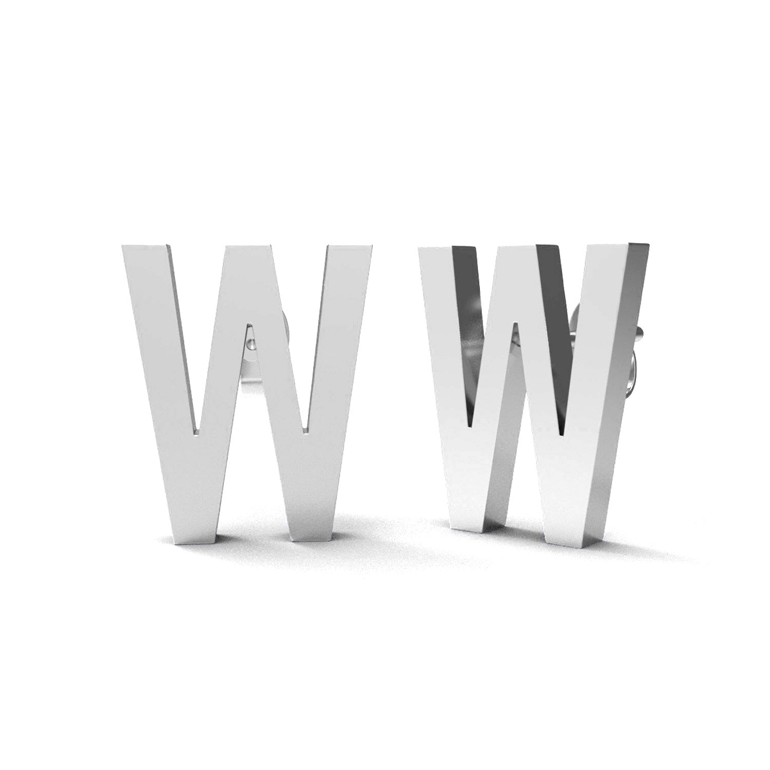 Initial "W" Monogram Stud Earring – Sterling Silver