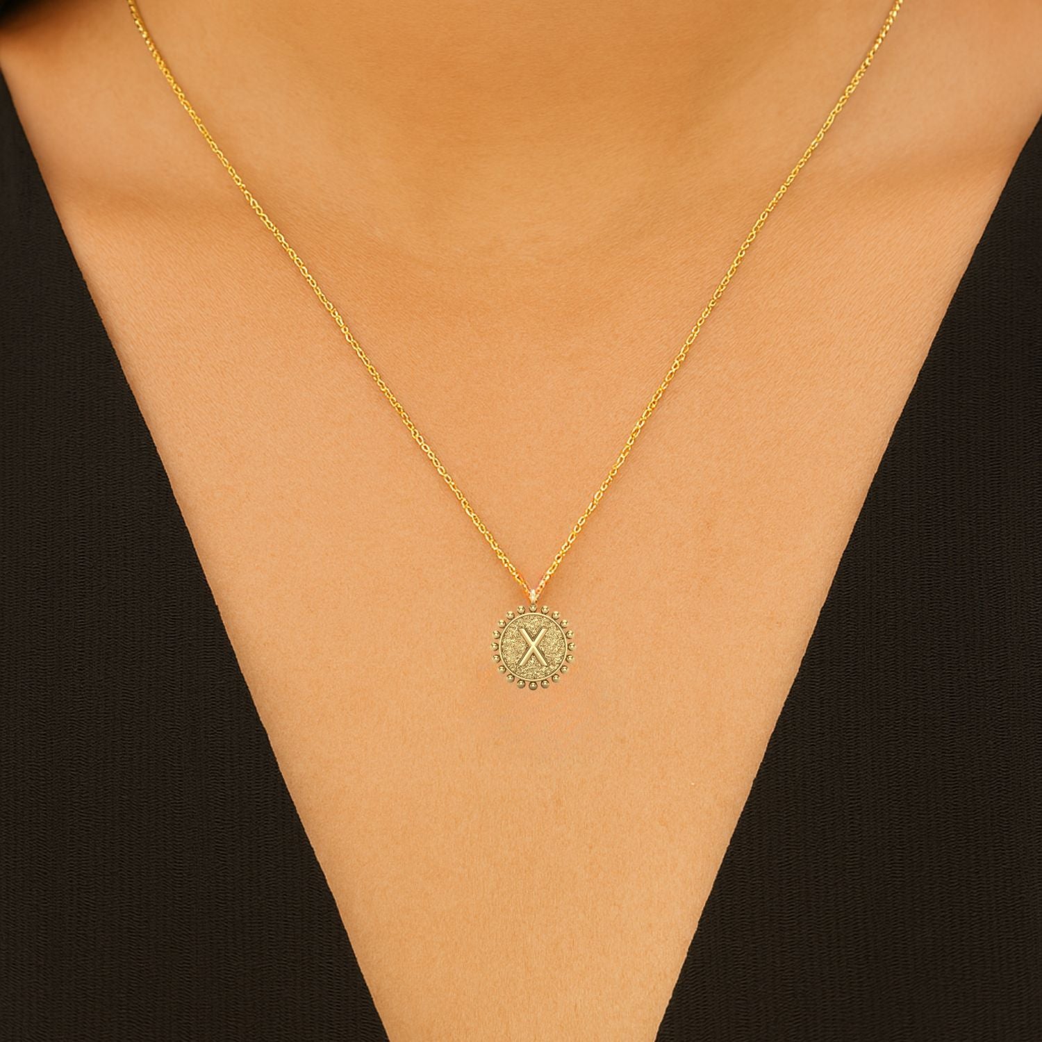 925 Sterling Silver Initial Necklace - X