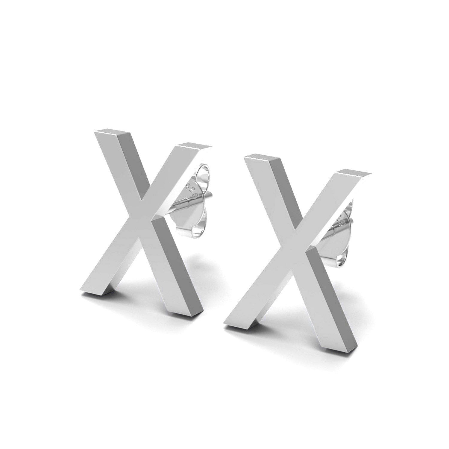 Initial "X" Monogram Stud Earring – Sterling Silver