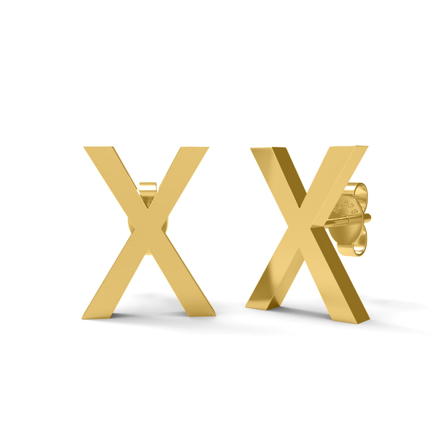Initial "X" Monogram Stud Earring – Sterling Silver
