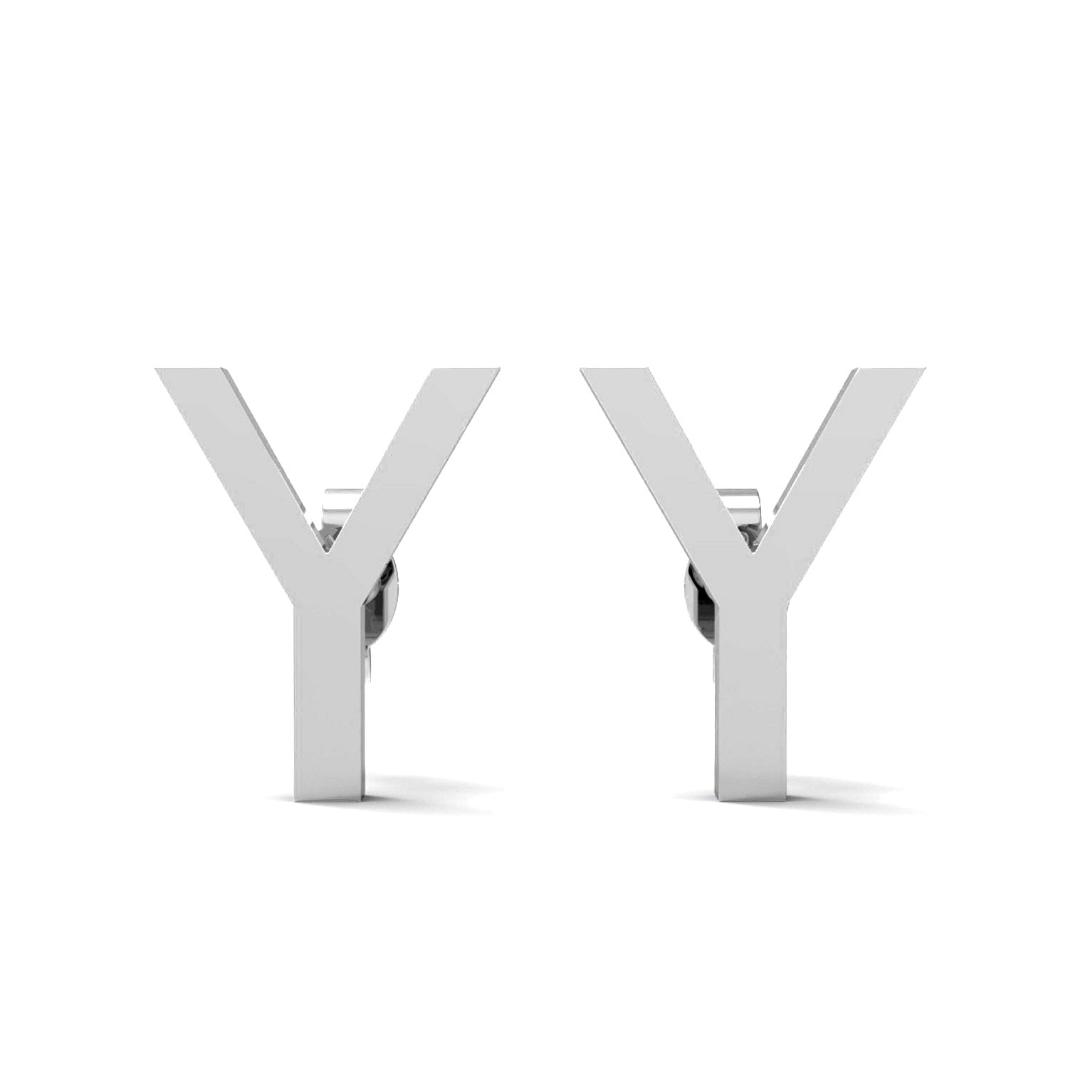 Orecchino a bottone con monogramma iniziale "Y" – Argento Sterling