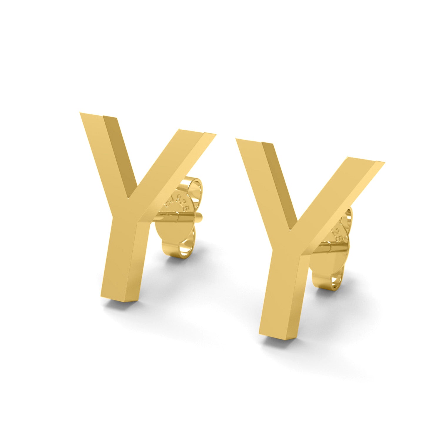 Orecchino a bottone con monogramma iniziale "Y" – Argento Sterling