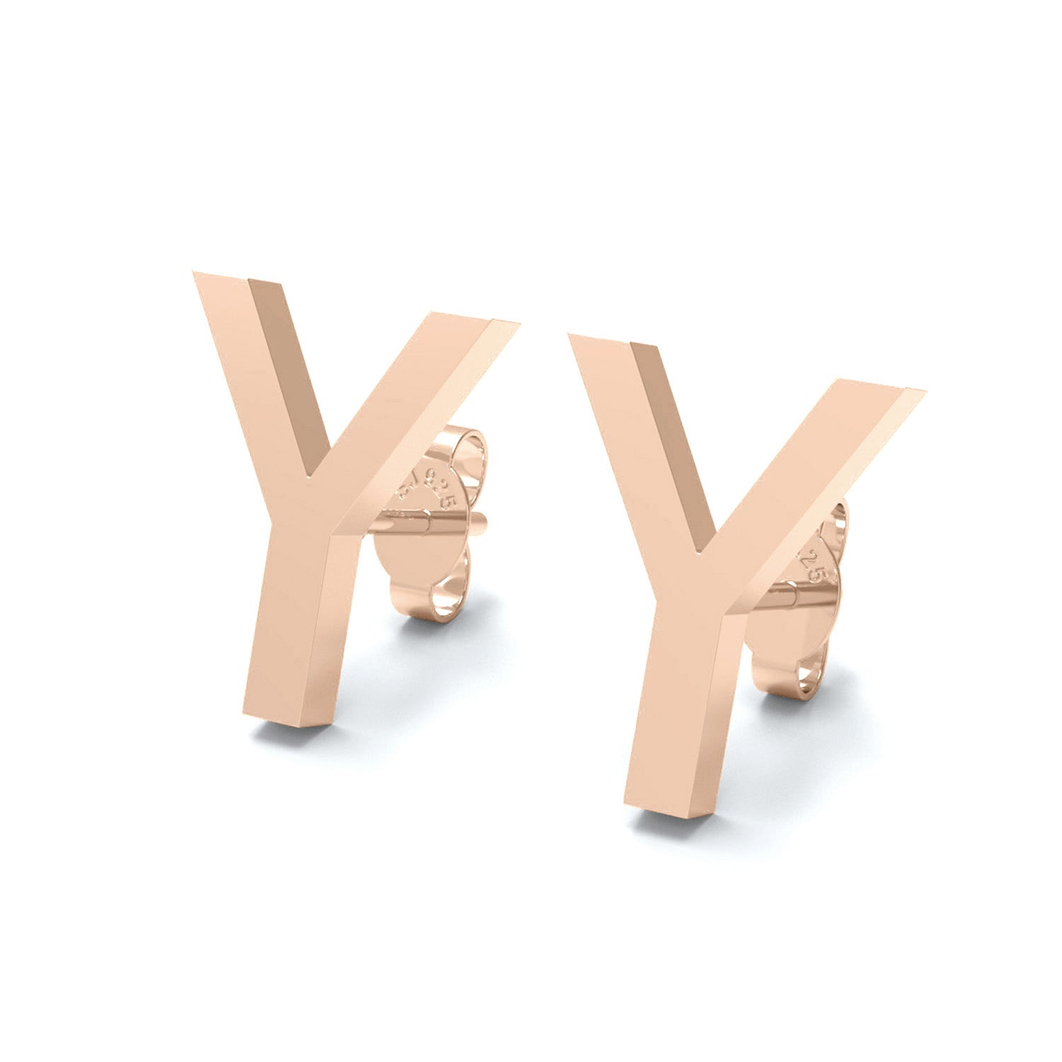 Orecchino a bottone con monogramma iniziale "Y" – Argento Sterling