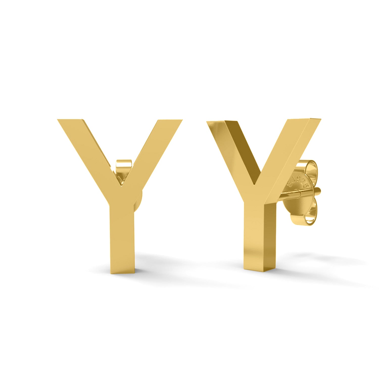 Orecchino a bottone con monogramma iniziale "Y" – Argento Sterling