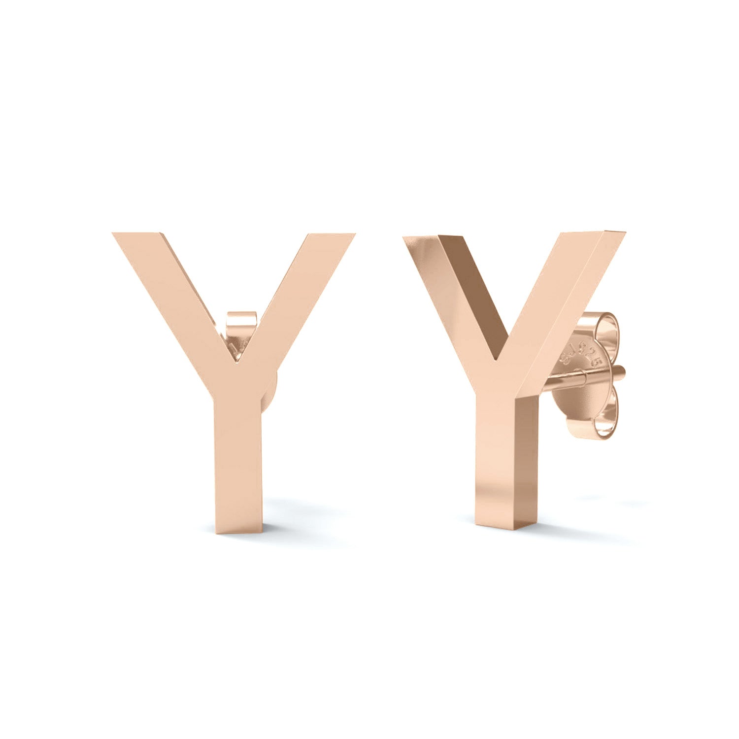 Orecchino a bottone con monogramma iniziale "Y" – Argento Sterling