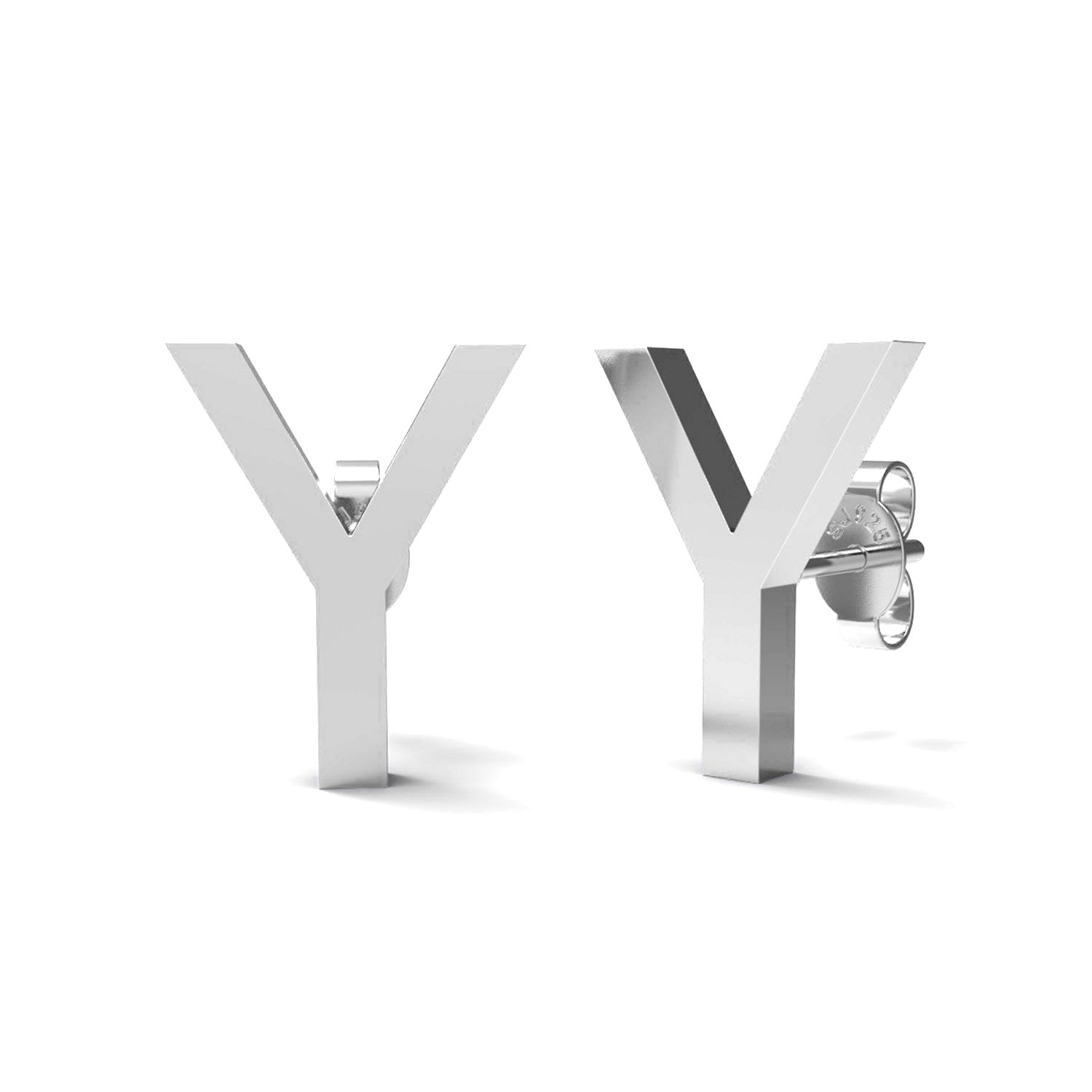 Orecchino a bottone con monogramma iniziale "Y" – Argento Sterling