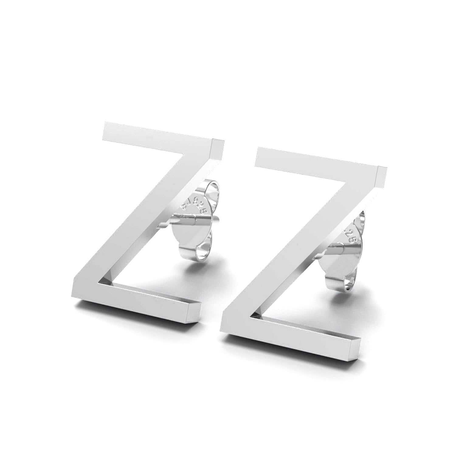 Initial "Z" Monogram Stud Earring – Sterling Silver