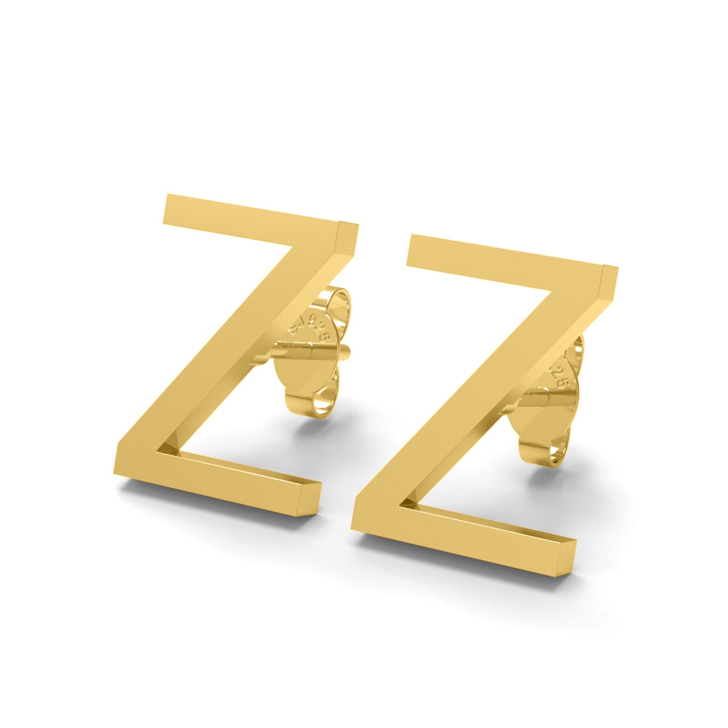 Initial "Z" Monogram Stud Earring – Sterling Silver